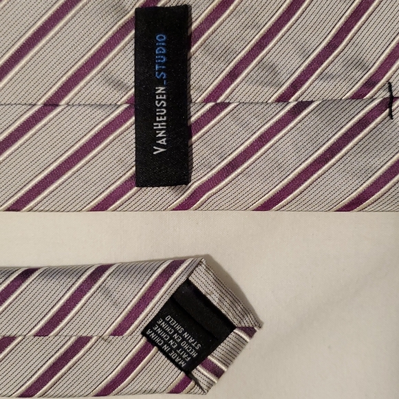 Men's Van Heusen silver and purple tie - Picture 4 of 5